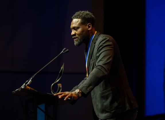 Tony Allen speaks on stage during MSHOF